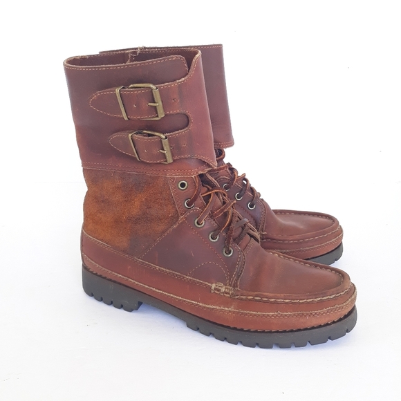 Vintage Polo Ralph Lauren Leather Boots Buckle - Picture 2 of 9